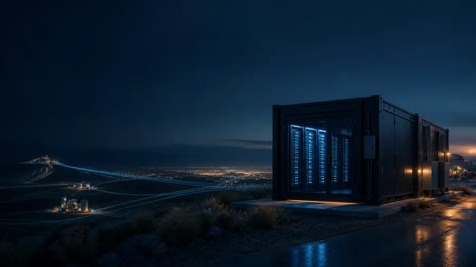 Concept illustration of a compact data centre at an industrial site